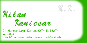 milan kanicsar business card